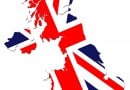 Flag on Britain Map Flag on Britain Map